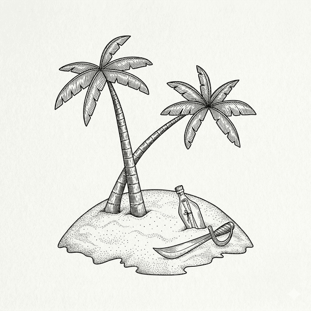 Coconut palm tree island